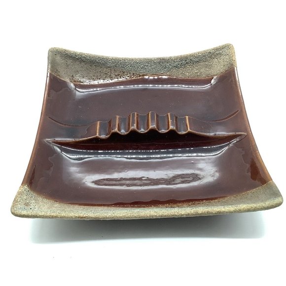 Royal Haegar Brown Earth Art Pottery Vintage Ashtray - Picture 11 of 11